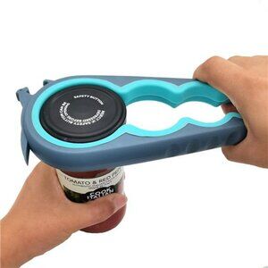 Jar Opener Bottle Opener and Can Opener for Weak hands Seniors Blue and Grey